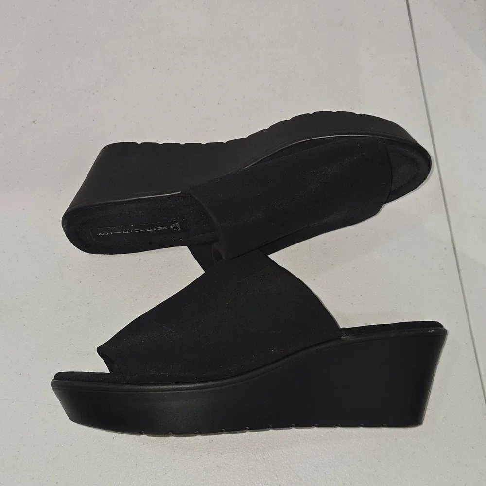 Steven by Steve Madden Beebe Black Textile Wedge Platform Slide Sandals 9.5M